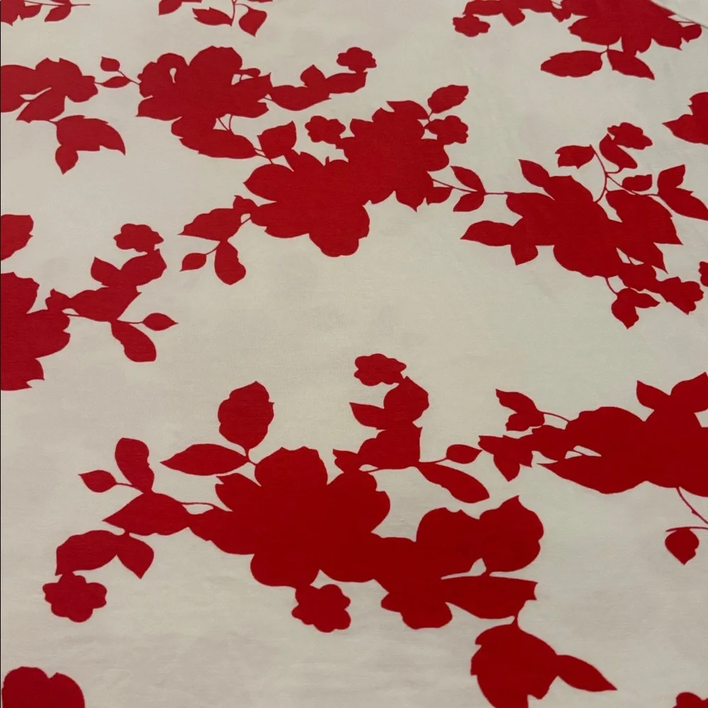 Talbots White & Red Boat Neck Floral Rayon Blend Top SZ 2X plus size work wear - Picture 10 of 11